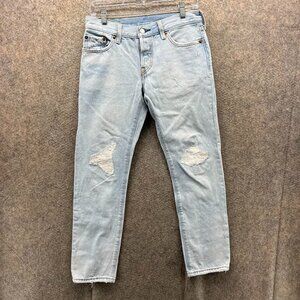 Levi’s 501 Jeans Women 24x32 Light Wash Denim Ripped Knee CT Distressed Baggy